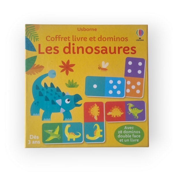 Coffret livre et dominos Les Dinosaures reconditionné disponible sur Revaltoys