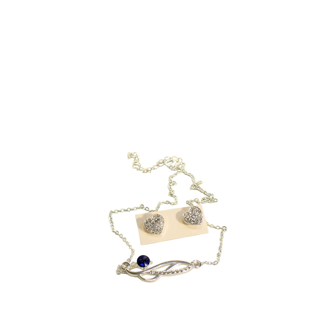 Collier et boucles d'oreille stras et bleu Bon état - 14,00 € Collier et boucles d'oreille stras et bleu Bon état reconditionné disponible sur Label Emmaüs