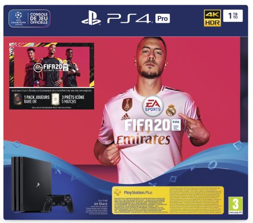 Console de jeux Sony PS4 Pro 1 To Noir + Jeu Fifa 20 + Voucher PS Plus 14j État correct reconditionné disponible sur Fnac