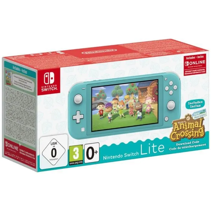 Console portable Nintendo Switch Lite • Turquoise + Animal Crossing: New Horizons (Code) + 3 mois dabonnement NSO (Code) Reconditionné - 270,00 € Console portable Nintendo Switch Lite • Turquoise + Animal Crossing: New Horizons (Code) + 3 mois dabonnement NSO (Code) Reconditionné Nintendo reconditionné disponible sur Cdiscount Seconde Vie