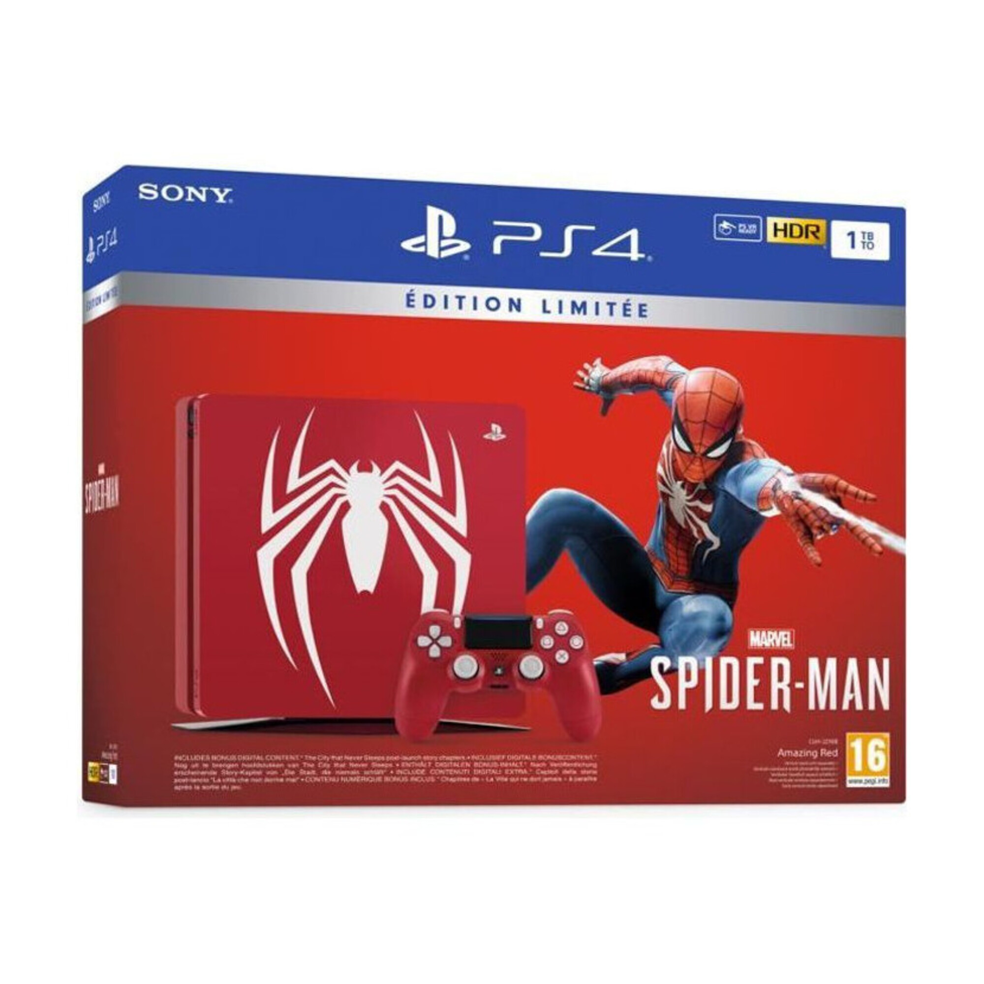 Console PS4 Slim 1To Édition Limitée Rouge Marvel s Spider Man Design + Marvel s Spider Man PlayStation Officiel - Bon état Bon état - 499,99 € Console PS4 Slim 1To Édition Limitée Rouge Marvel s Spider Man Design + Marvel s Spider Man PlayStation Officiel - Bon état Bon état Sony reconditionné disponible sur Pixmania