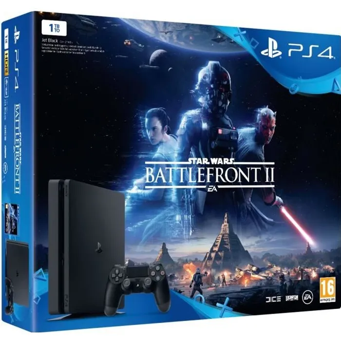Console PS4 Slim 1To Noire/Jet Black + Star Wars Battlefront II - PlayStation Officiel refurbished - 218,99 € Console PS4 Slim 1To Noire/Jet Black + Star Wars Battlefront II - PlayStation Officiel refurbished reconditionné disponible sur Cdiscount Seconde Vie