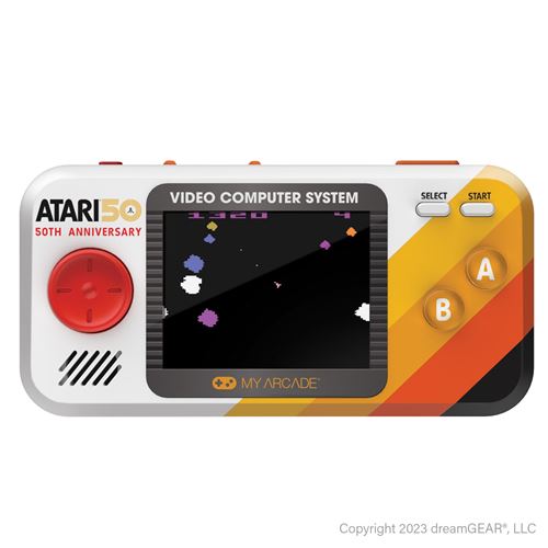Console rétrogaming Just For Games Pocket Player PRO Atari 50th Anniversary 100 jeux en 1 Noir et Orange État correct reconditionné disponible sur Fnac