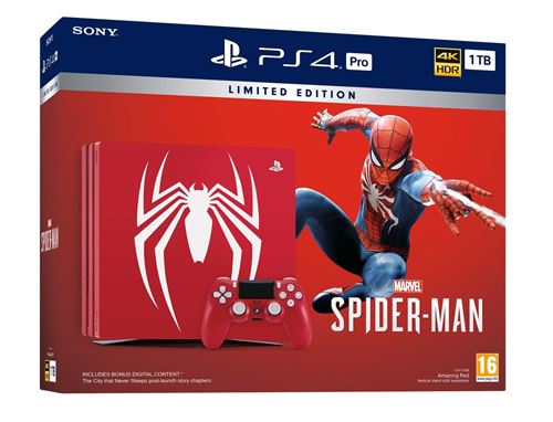 Console Sony PS 4 Pro 1 To Rouge + Manette DualShock Edition Spéciale Marvel’s Spider-man État correct reconditionné disponible sur Fnac