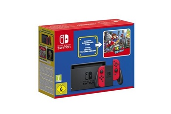 Console Switch rouge + Code de téléchargement Super Mario Odyssey + autocollants Super Mario Bros. Le film Très bon état Nintendo reconditionné disponible sur Darty
