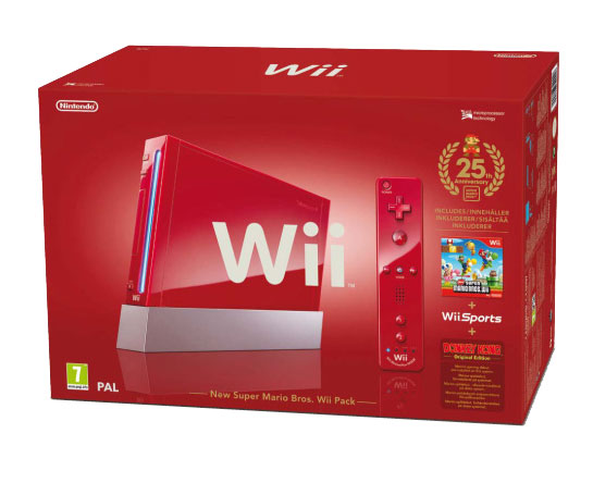 Console Wii rouge Nintendo Pack Anniversaire 25 ans + New Super Mario Bros État correct Nintendo reconditionné disponible sur Fnac