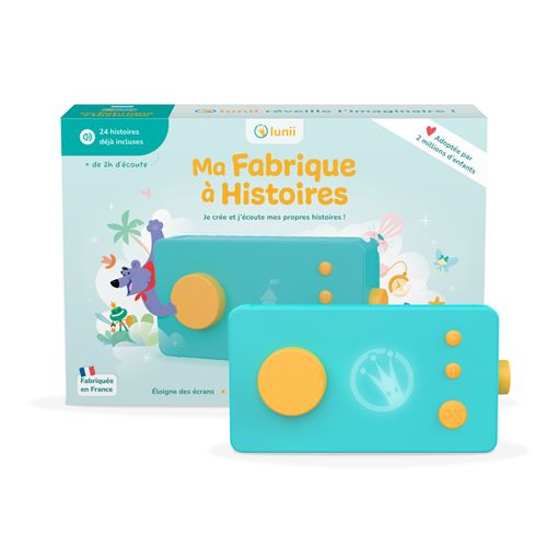 Conteuse d’histoires intéractives Lunii Ma Fabrique à Histoires vert et jaune État correct - 54,30 € Conteuse d’histoires intéractives Lunii Ma Fabrique à Histoires vert et jaune État correct Lunii reconditionné disponible sur Fnac