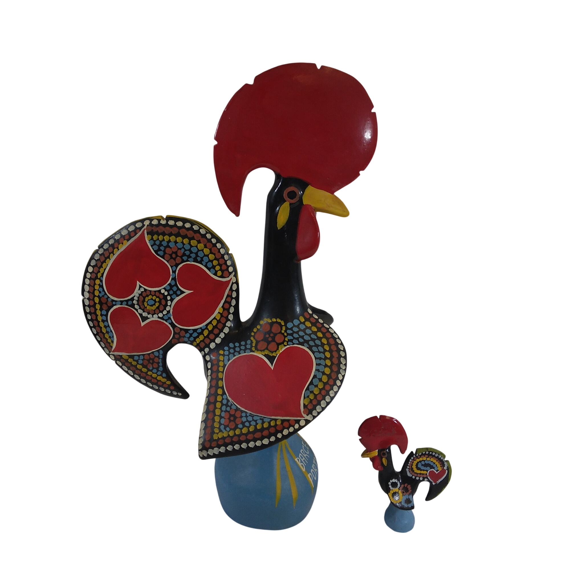 Acheter Coq de Barcelos en terre cuite, Très bon état - H 38 cm + petit coq H :10.5 cm Très bon état - 30,00 € Coq de Barcelos en terre cuite, Très bon état - H 38 cm + petit coq H :10.5 cm Très bon état reconditionné disponible sur Label Emmaüs