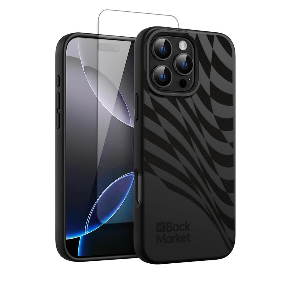 Coque Back Market iPhone 16 Pro Max et écran de protection - Plastique recyclé - Noir Reconditionné Back Market reconditionné disponible sur Backmarket