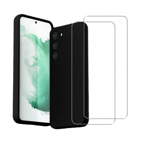 Coque Galaxy S23 et 2 écrans de protection - Silicone - Noir Reconditionné N/A reconditionné (offre indisponible)