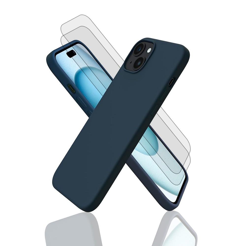 Coque iPhone 15+ et 2 écrans de protection - Silicone - Bleu Reconditionné N/A reconditionné disponible sur Backmarket