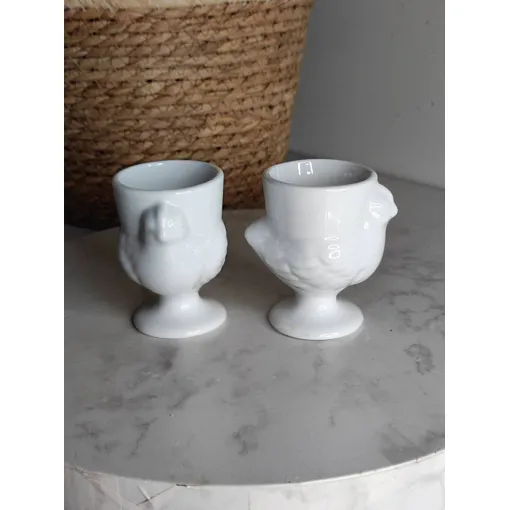 Coquetiers Poule En Porcelaine Blanche occasion reconditionné disponible sur Rakuten