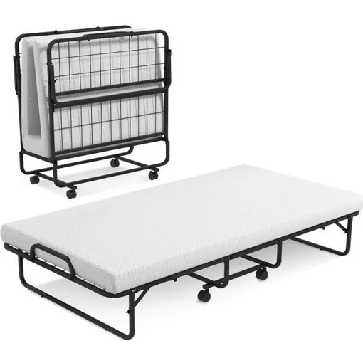 COSTWAY Lit d¿Appoint - 4 Roues Universelles - Matelas en Mousse de 10CM - Charge 180KG - Lit Pliant 1 Personne pour Bureau Chambre Bon état reconditionné disponible sur Rakuten