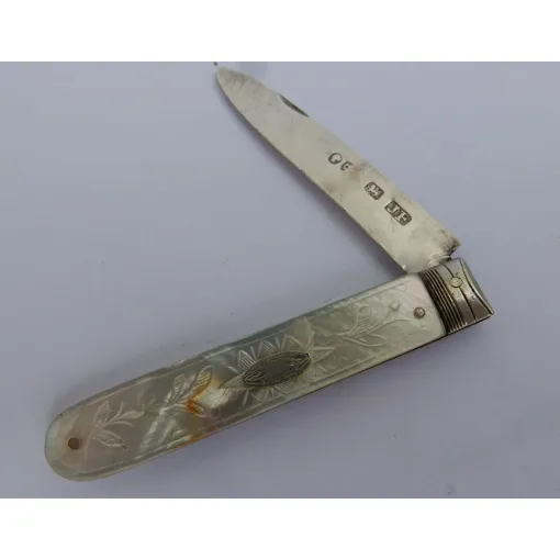 Couteau Lame Argent Massif Et Manche Nacre Bon état - 275,00 € Couteau Lame Argent Massif Et Manche Nacre Bon état reconditionné disponible sur Rakuten