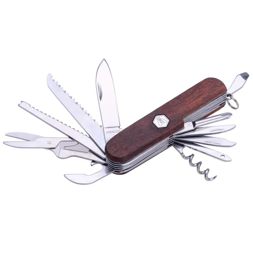 Couteau multifonctions manche en bois de santal - 11 fonctions - Marron foncé Bon état - 20,14 € Couteau multifonctions manche en bois de santal - 11 fonctions - Marron foncé Bon état reconditionné disponible sur Rakuten