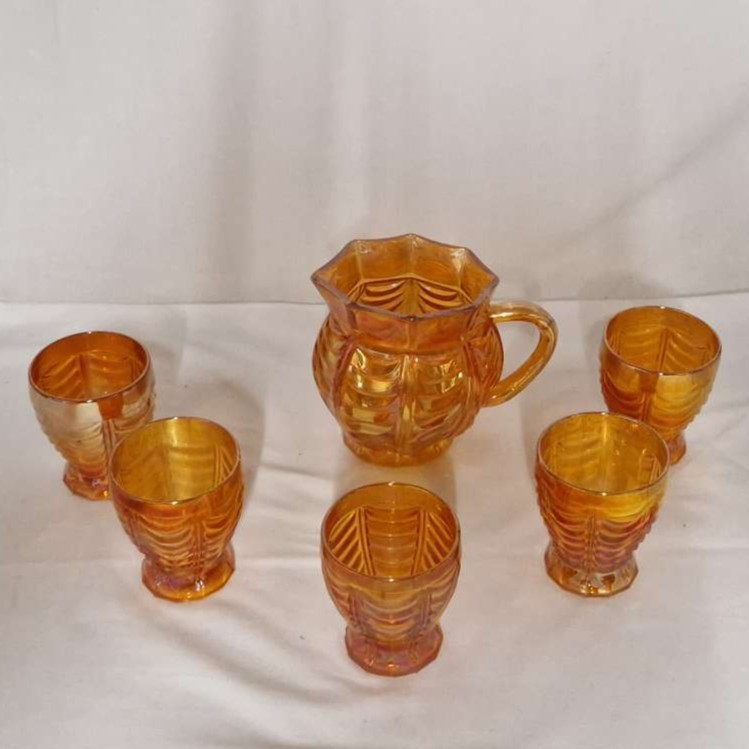 Voir photo 3 de Cruche et 5 verres Drapery Variant de Marigold Cruche et 5 verres Drapery Variant de Marigold Très bon état reconditionné photo 3