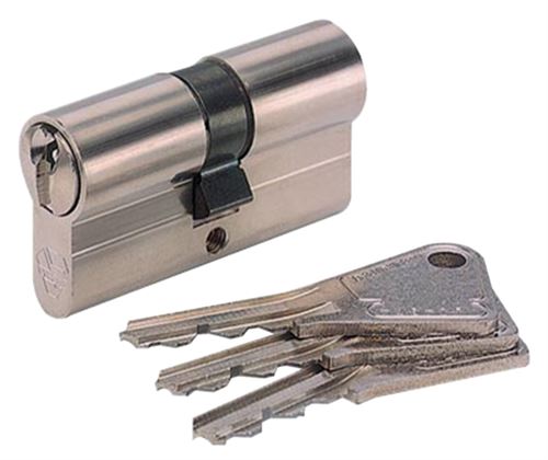 Cylindre double V5 7100 VACHETTE Laiton nickelé 30x30 mm + 3 clés - 17100000 État correct Vachette reconditionné disponible sur Fnac