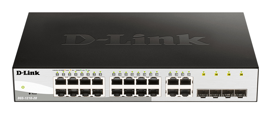 D-Link DGS-1210-20 Géré L2 Gigabit Ethernet (10/100/1000) 1U Noir - Excellent état Parfait état D-Link reconditionné disponible sur Pixmania