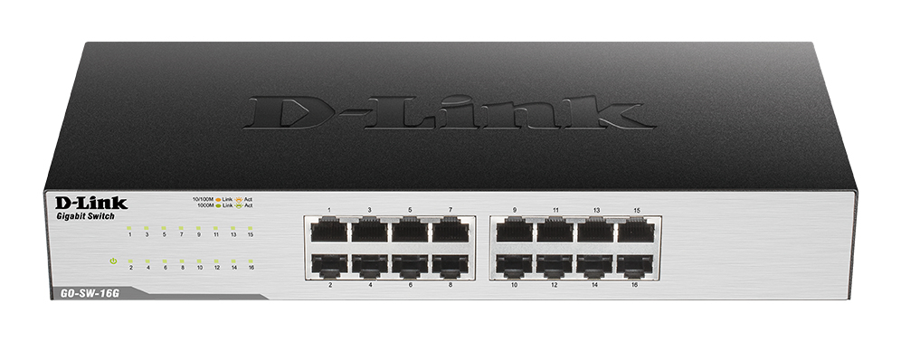 D-Link GO-SW-16G Non-géré L2 Gigabit Ethernet (10/100/1000) 1U Noir - Excellent état Parfait état D-Link reconditionné disponible sur Pixmania