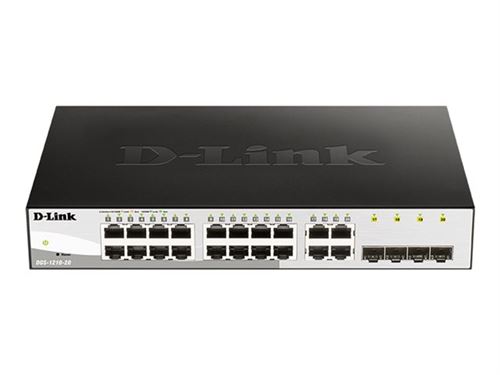 D-Link Web Smart DGS-1210-20 - Commutateur - 16 x 10/100/1000 + 4 x Gigabit SFP - de bureau, Montable sur rack - AC 100/230 V État correct N/A reconditionné disponible sur Fnac