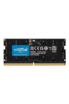 - DDR5 - module - 16 Go - SO DIMM 262 broches - 4800 MT/s / PC5-38400 - CL40 - 1.1 V - mémoire sans tampon - non ECC Bon état Crucial reconditionné disponible sur Darty