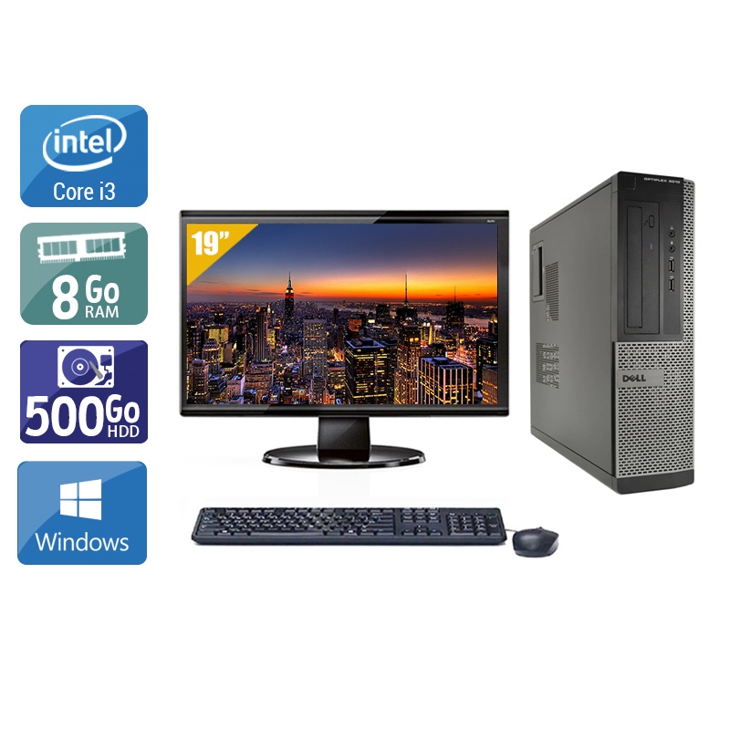 Dell Optiplex 3010 Desktop i3 + Écran - 19'' 8Go RAM 500Go HDD Windows 10 Très bon étatOccasion certifiée reconditionnée Très bon état reconditionné disponible sur Kiatoo | Dero
