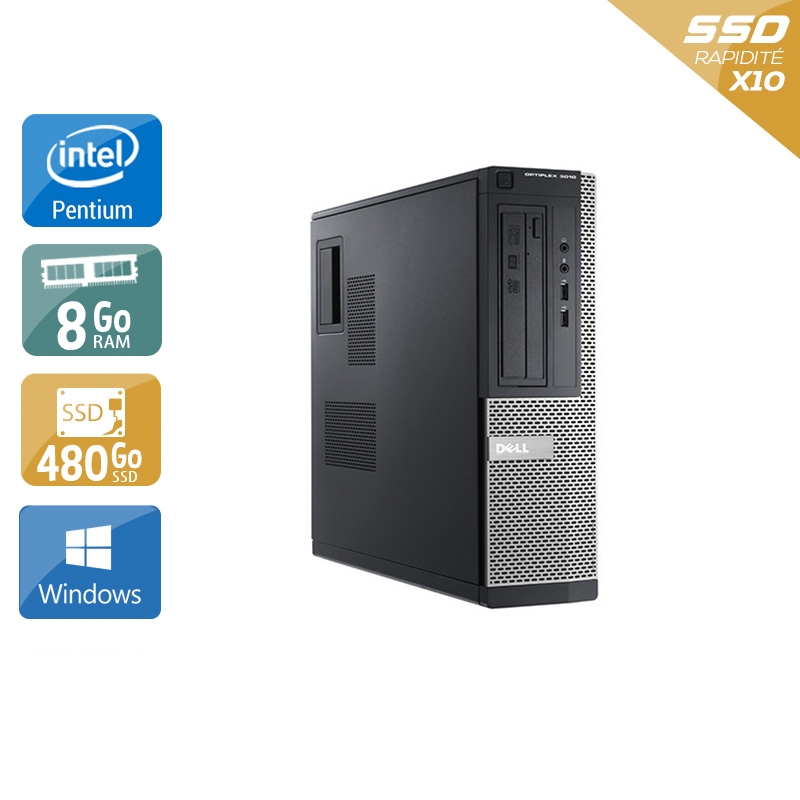 Dell Optiplex 3010 Desktop Pentium G Dual Core - 8Go RAM 480Go SSD Windows 10 Très bon étatOccasion certifiée reconditionnée Bon état reconditionné disponible sur Kiatoo