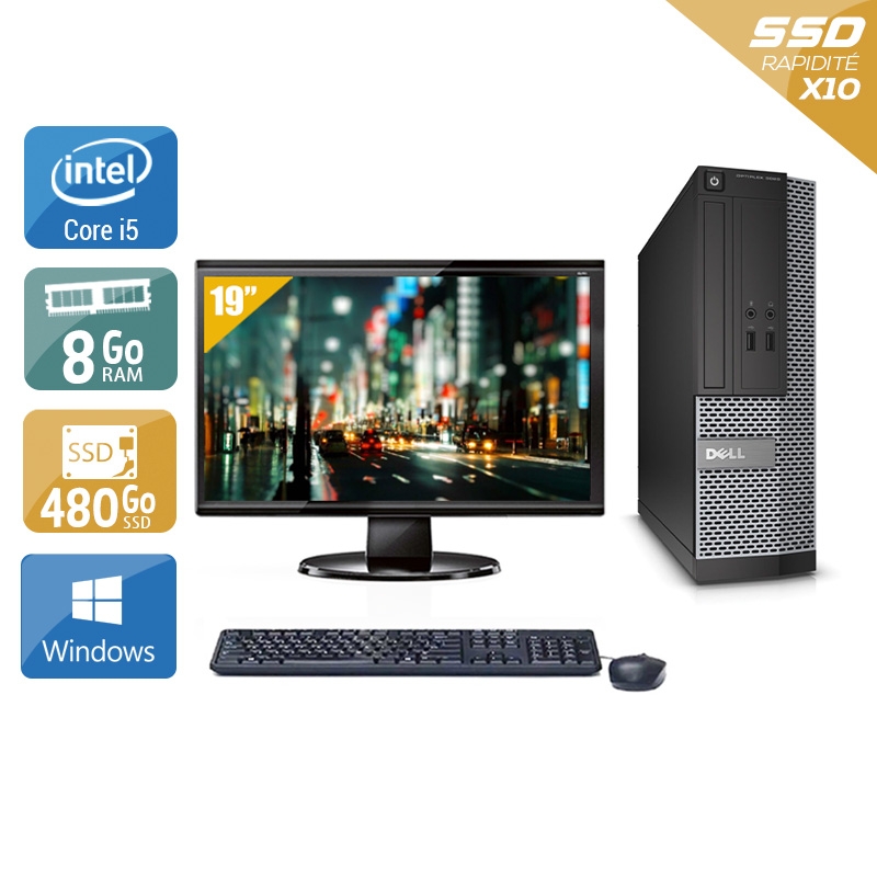 Dell Optiplex 3010 SFF i5 + Écran - 19'' 8Go RAM 480Go SSD Windows 10 Bon étatOccasion certifiée reconditionnée Bon état reconditionné disponible sur Kiatoo