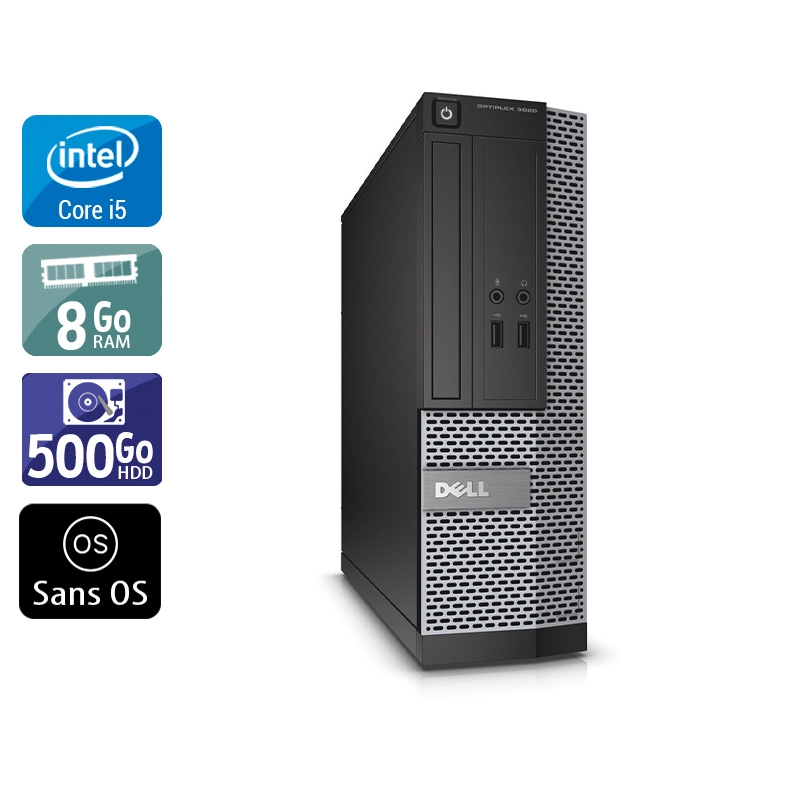 Dell Optiplex 3020 SFF i5 - 8Go RAM 500Go HDD Sans OS Bon étatOccasion certifiée reconditionnée Bon état reconditionné disponible sur Kiatoo