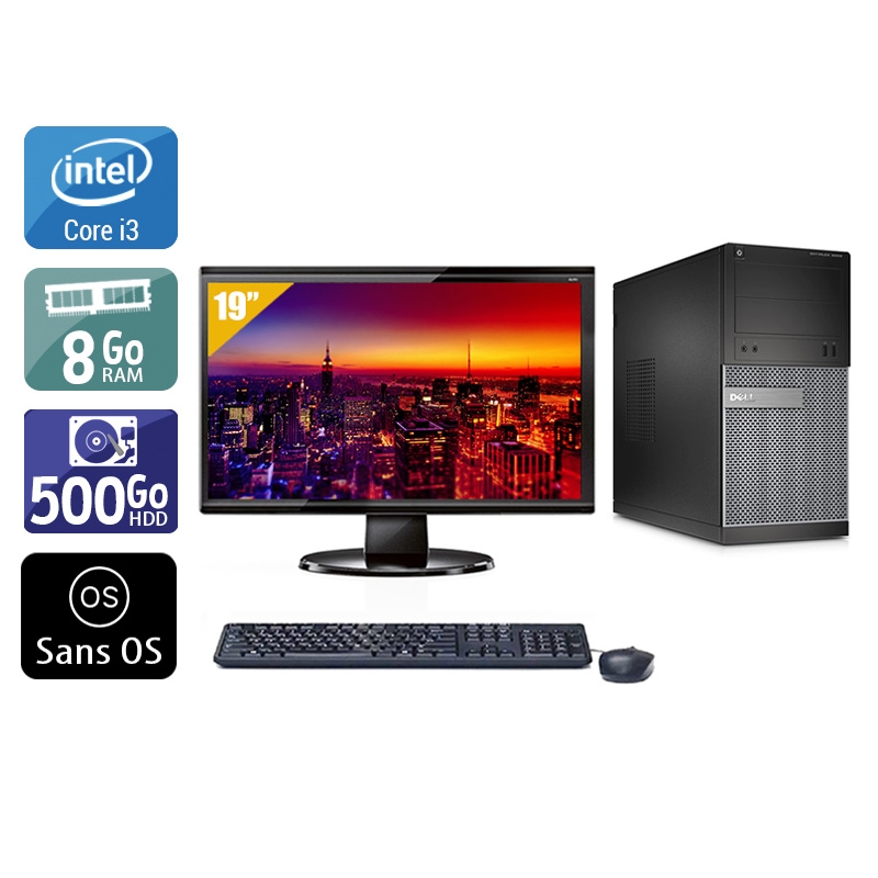 Dell Optiplex 3020 Tower i3 + Écran - 19'' 8Go RAM 500Go HDD Sans OS Bon étatOccasion certifiée reconditionnée Bon état reconditionné disponible sur Kiatoo | Dero