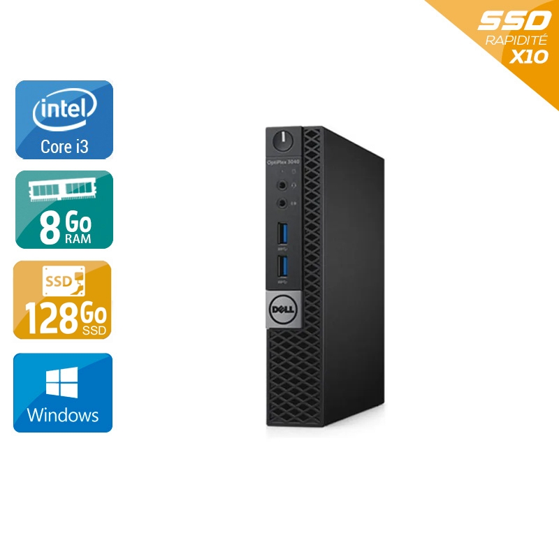 Dell Optiplex 3050 Tiny i3 Gen 7 - 8Go RAM 120Go SSD Windows 10 Bon étatOccasion certifiée reconditionnée Bon état reconditionné disponible sur Kiatoo