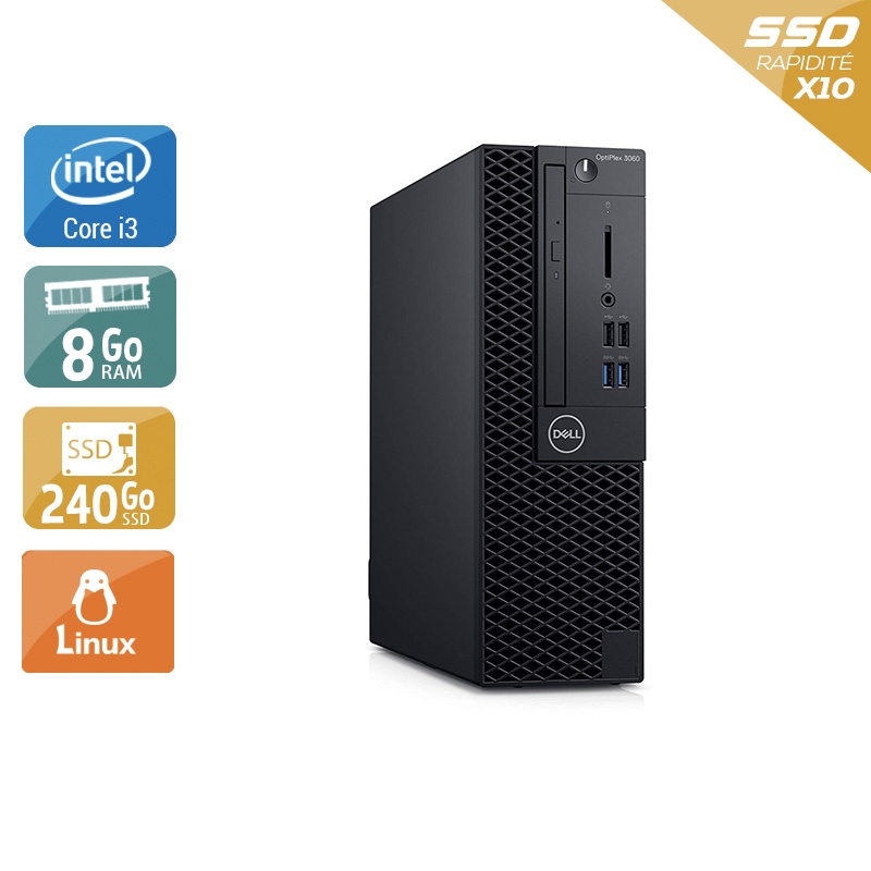 Dell Optiplex 3060 SFF i3 Gen 8 - 8Go RAM 240Go SSD Linux Bon étatOccasion certifiée reconditionnée Bon état - 229,00 € Dell Optiplex 3060 SFF i3 Gen 8 - 8Go RAM 240Go SSD Linux Bon étatOccasion certifiée reconditionnée Bon état reconditionné disponible sur Kiatoo | Dero