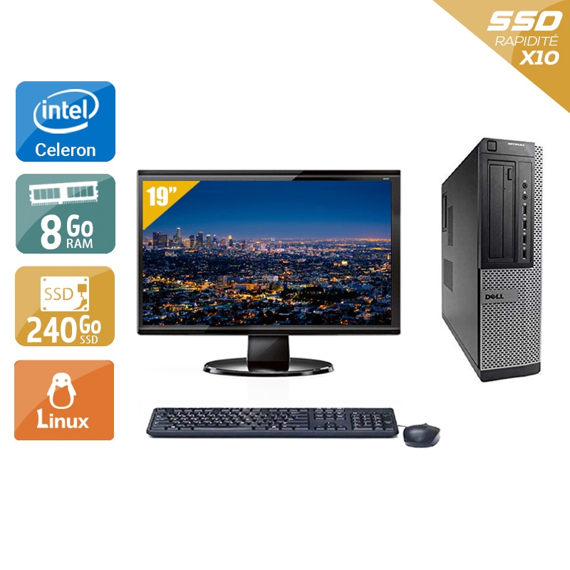 Dell Optiplex 390 Desktop Celeron Dual Core + Écran - 19'' 8Go RAM 240Go SSD Linux Bon étatOccasion certifiée reconditionnée Bon état reconditionné disponible sur Kiatoo | Dero