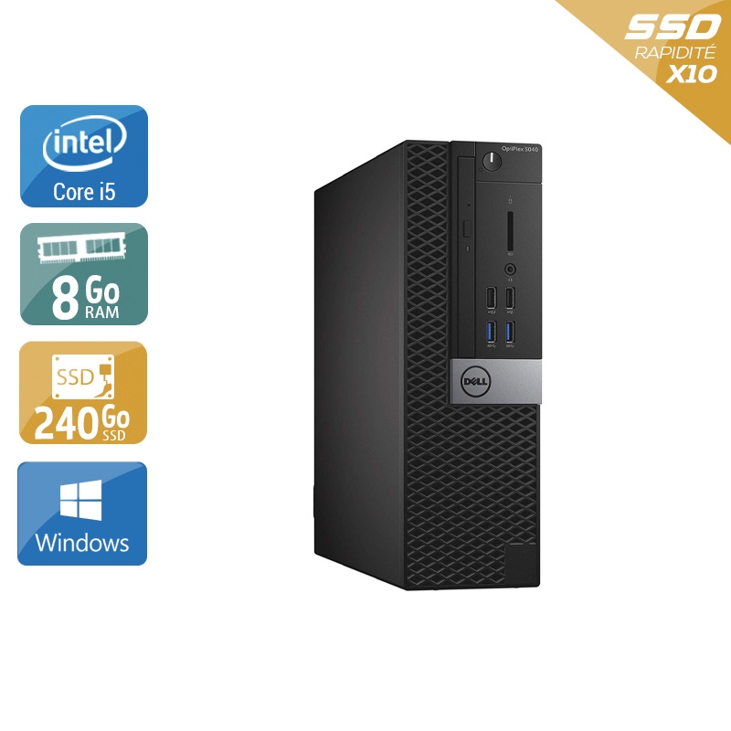 Dell Optiplex 5040 SFF i5 - 8Go RAM 240Go SSD Windows 10 Bon étatOccasion certifiée reconditionnée Bon état reconditionné disponible sur Kiatoo