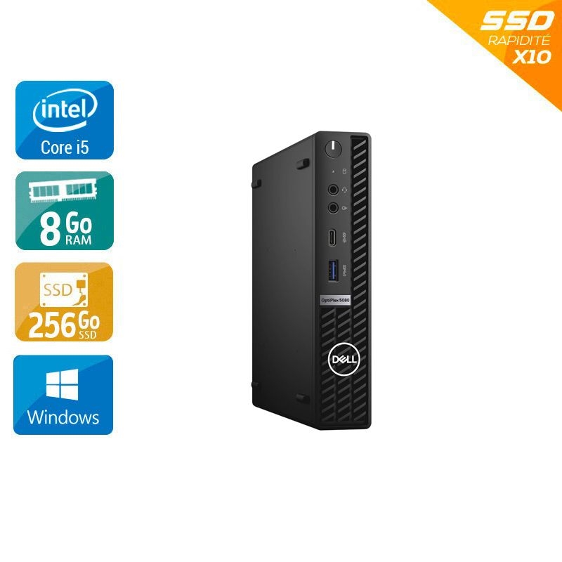 Dell Optiplex 5080 Micro i5 Gen 10 - 16Go RAM 256Go SSD Windows 11 - Etat du Produit : Bon état Bon étatOccasion certifiée reconditionnée Bon état reconditionné disponible sur Kiatoo