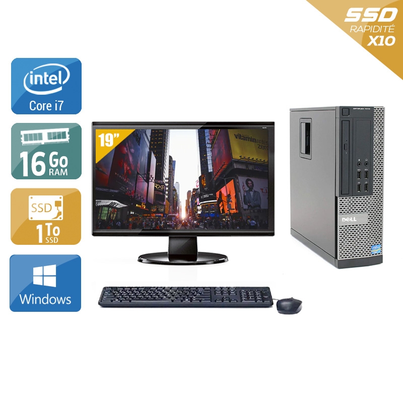 Dell Optiplex 7010 SFF i7 + Écran - 19'' 16Go RAM 1To SSD Windows 10 Bon étatOccasion certifiée reconditionnée Bon état reconditionné disponible sur Kiatoo