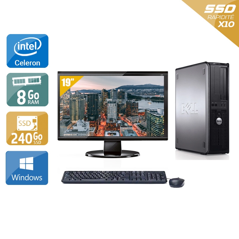 Dell Optiplex 780 Desktop Celeron Dual Core + Écran - 19'' 8Go RAM 240Go SSD Windows 10 Très bon étatOccasion certifiée reconditionnée Bon état - 265,84 € Dell Optiplex 780 Desktop Celeron Dual Core + Écran - 19'' 8Go RAM 240Go SSD Windows 10 Très bon étatOccasion certifiée reconditionnée Bon état reconditionné disponible sur Kiatoo