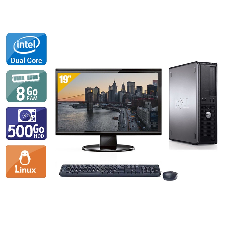 Dell Optiplex 780 SFF Dual Core + Écran - 19'' 8Go RAM 500Go HDD Linux Bon étatOccasion certifiée reconditionnée Bon état reconditionné disponible sur Kiatoo | Dero