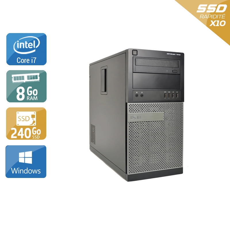Dell Optiplex 9020 Tower i7 - 8Go RAM 240Go SSD Windows 10 Bon étatOccasion certifiée reconditionnée Bon état reconditionné disponible sur Kiatoo
