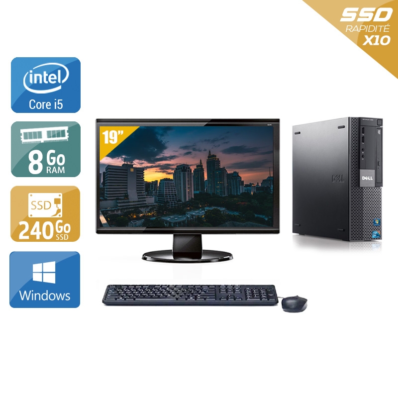 Dell Optiplex 980 SFF i5 + Écran - 19'' 8Go RAM 240Go SSD Windows 10 Très bon étatOccasion certifiée reconditionnée Très bon état reconditionné disponible sur Kiatoo | Dero