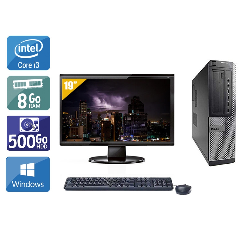 Dell Optiplex 990 Desktop i3 + Écran - 19'' 8Go RAM 500Go HDD Windows 10 Bon étatOccasion certifiée reconditionnée Bon état reconditionné disponible sur Kiatoo | Dero