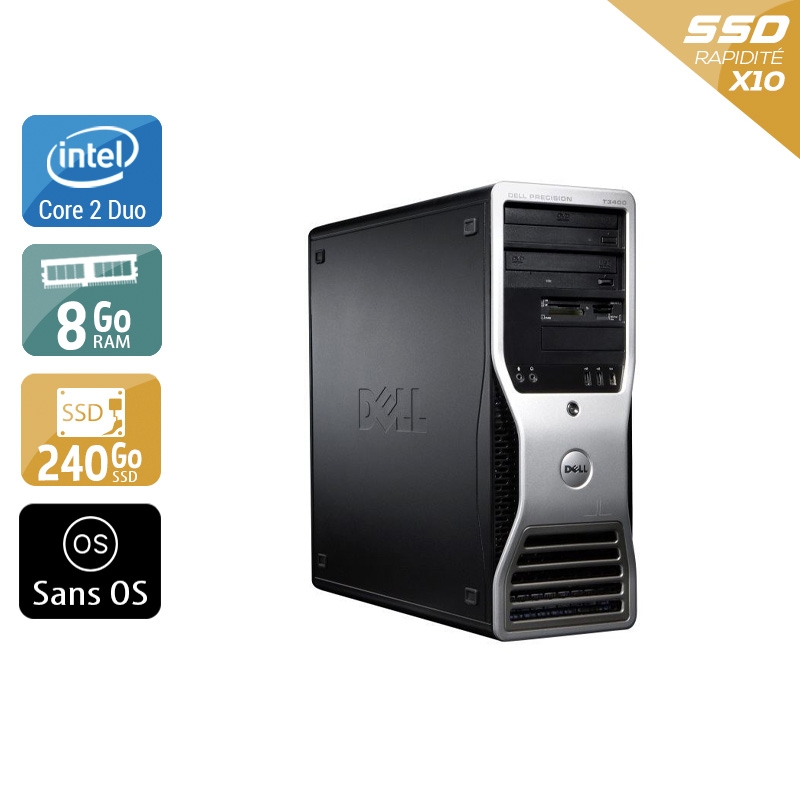 Dell Precision 390 Tower Core 2 Duo - 8Go RAM 240Go SSD Sans OS Bon étatOccasion certifiée reconditionnée Bon état reconditionné disponible sur Kiatoo