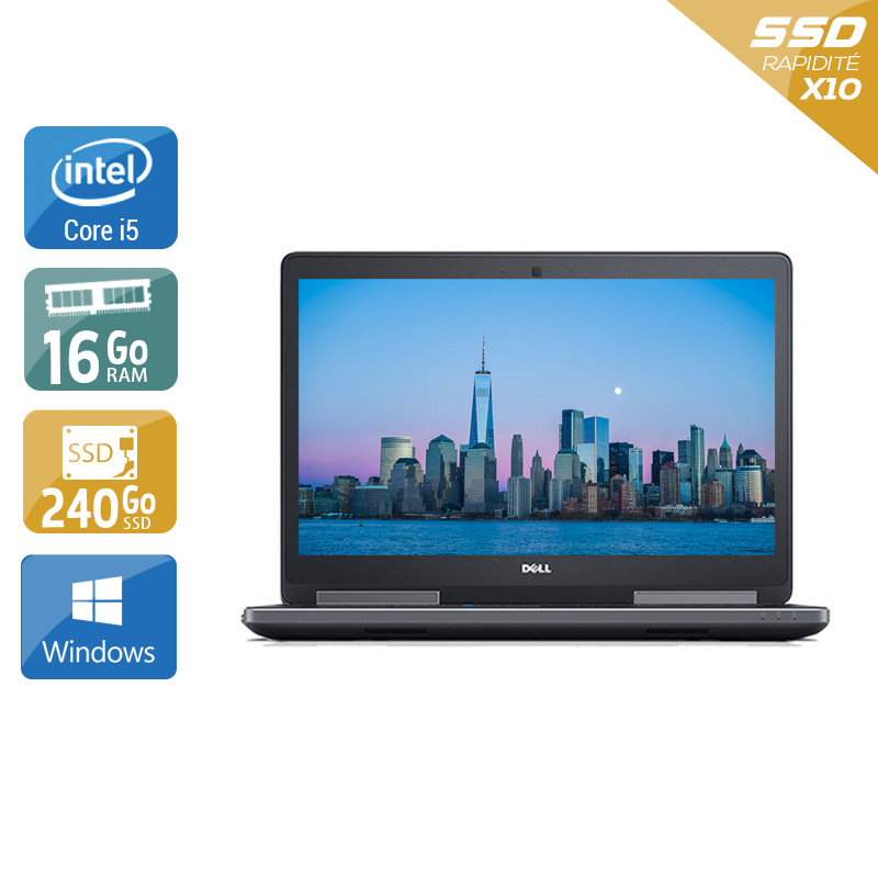 Dell Precision 7510 15,6'' i5 - 16Go RAM 240Go SSD Windows 10 État correctOccasion certifiée reconditionnée Bon état reconditionné disponible sur Kiatoo