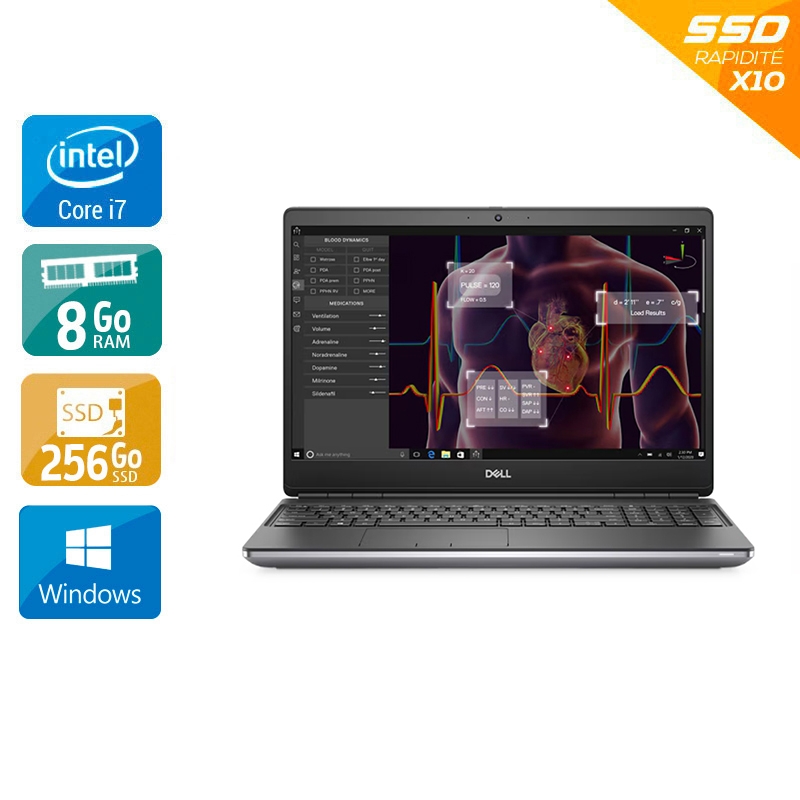 Dell Precision 7550 15,5'' i7 Gen 10 - 8Go RAM 256Go SSD Windows 11 État correctOccasion certifiée reconditionnée Bon état reconditionné disponible sur Kiatoo