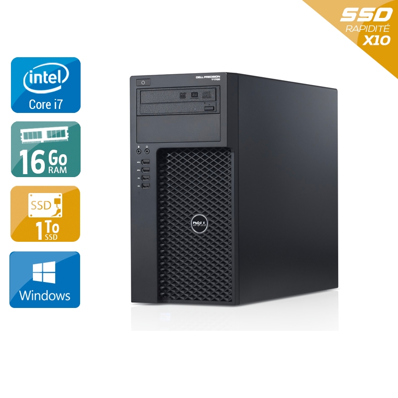 Dell Precision T1700 Tower i7 - 16Go RAM 1To SSD Windows 10 Très bon étatOccasion certifiée reconditionnée Bon état reconditionné disponible sur Kiatoo