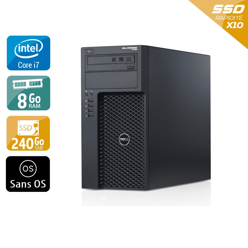 Dell Precision T1700 Tower i7 - 8Go RAM 240Go SSD Sans OS Bon étatOccasion certifiée reconditionnée Bon état reconditionné disponible sur Kiatoo
