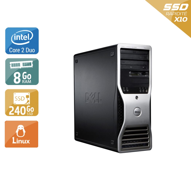 Dell Precision T3400 Tower Core 2 Duo - 8Go RAM 240Go SSD Linux Bon étatOccasion certifiée reconditionnée Bon état reconditionné disponible sur Kiatoo