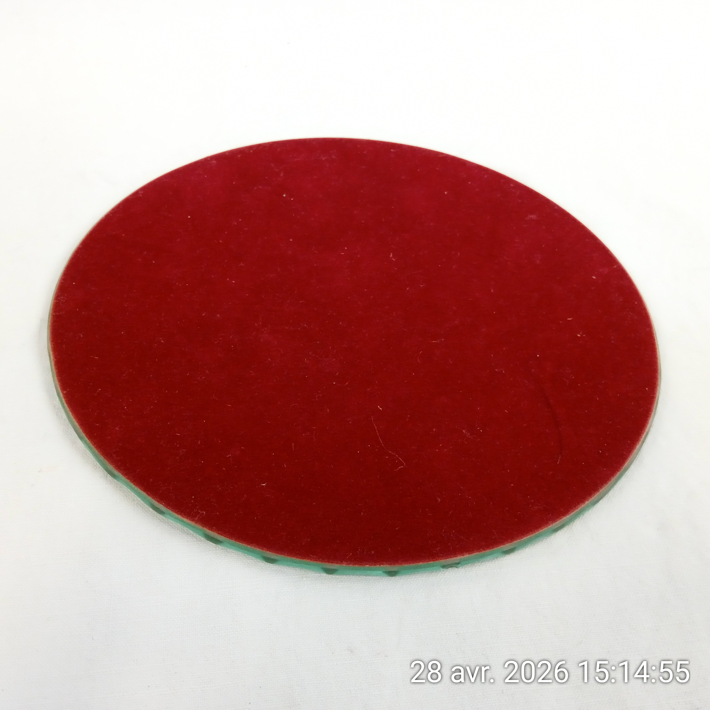 Voir photo 2 de Dessous plateau miroir rond ancien biseauté à poser Dessous plateau miroir rond ancien biseauté à poser reconditionné photo 2
