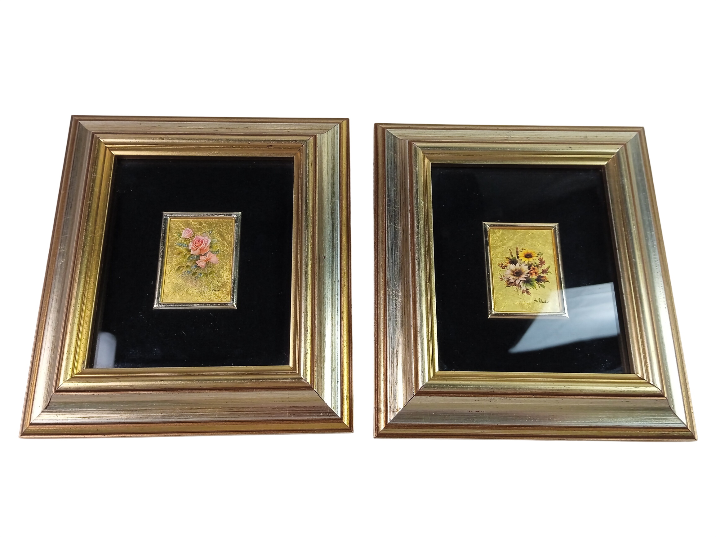 Acheter Deux petits tableaux chromolithographiques d'art sur feuille couleur or ORO FOGLIA, made in Italy Bon état - 20,00 € Deux petits tableaux chromolithographiques d'art sur feuille couleur or ORO FOGLIA, made in Italy Bon état reconditionné disponible sur Label Emmaüs