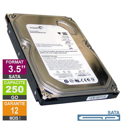 Disque Dur 250Go SATA 3.5 Seagate Barracuda ST250DM000 7200rpm 16Mo État correct reconditionné disponible sur Fnac